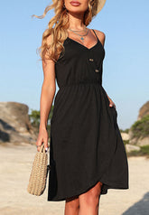 Kleid mit V-Ausschnitt und Knopfleiste