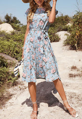 Plissiertes Kleid mit Blumendruck