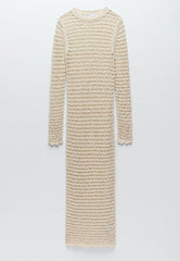 Vestido midi de punto de manga larga