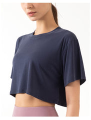 High Neck Cropped Boxy Fitness Tee