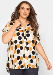 Printed Asymmetric Hem Polo Shirt