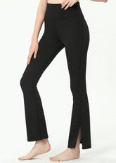 Slim High Rise Flared Yoga Pants with Side Slit