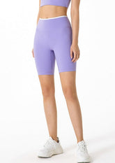 High Rise Fitness-Radshorts mit Kontrast