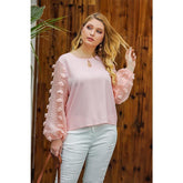 Plus Bluse mit Schlüsselloch vorne und strukturierten Ärmeln