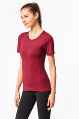 Slim Fit Mesh Back Panel Short Sleeve Tee