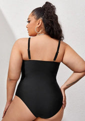 Traje de baño de una pieza con escote en forma de corazón y abertura anudada