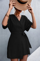 Solid Color Wrap Romper