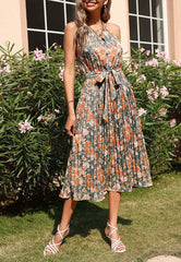 Vintage Blumen Plissee Kleid