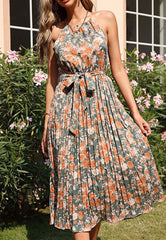Vintage Blumen Plissee Kleid