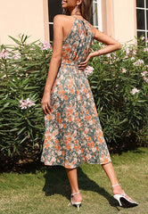 Vintage Blumen Plissee Kleid