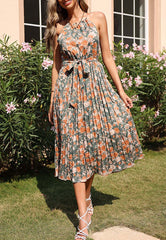 Vintage Blumen Plissee Kleid