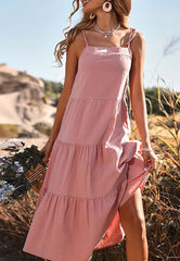 Vestido escalonado con lazo en los hombros