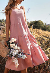 Vestido escalonado con lazo en los hombros