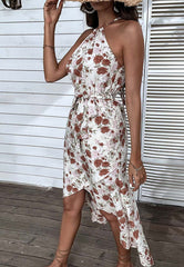 Vintage Floral Asymmetrical Hem Dress