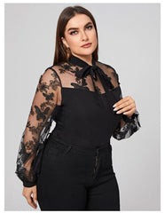 Plus Mesh Butterfly Detail Blouse