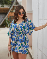 Plus Strampler mit Blumenmuster und Kordelzug in der Taille