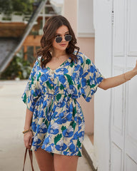 Plus Strampler mit Blumenmuster und Kordelzug in der Taille