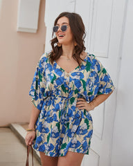 Plus Strampler mit Blumenmuster und Kordelzug in der Taille