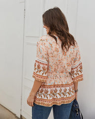Plus Boho-Bluse mit Taillenschnürung