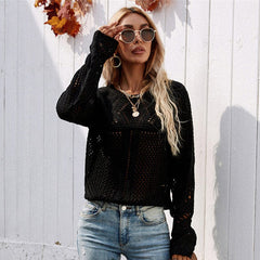 Suéter de punto de crochet de malla