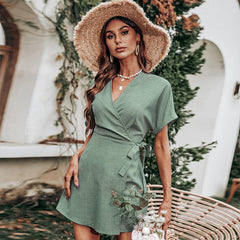 Cuffed Sleeve Skirt Overlay Romper