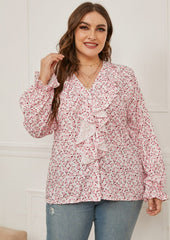 Plus Ruffle Front Button Down Blouse