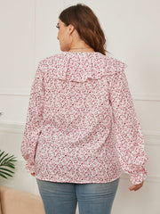 Plus Ruffle Front Button Down Blouse