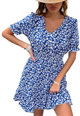 Floral Print Ruffle Hem Dress