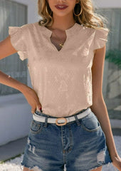 Oberteil mit minimalistischem Print und Rüschenärmeln