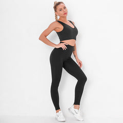 Conjunto de dos piezas de camiseta corta acanalada y leggings