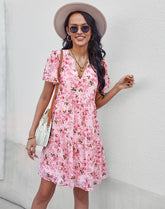 Geblümtes Rundhalskleid