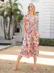 Puff Sleeve Keyhole Back Dress