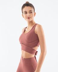 Twist Bow Tie Open Back Sports Bra Tank