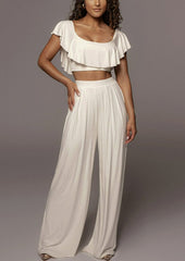 Flounce Ruffled Scoop Top & Pant Set