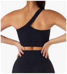 Ribbed Asymmetrical One Shoulder Sports Bra