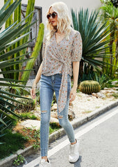 Vintage Floral Wrap Blouse