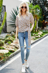 Vintage Floral Wrap Blouse
