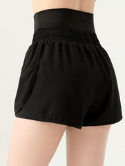Shorts deportivos con cintura alta y banda