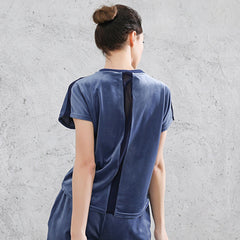 Camiseta relajada de terciopelo con forro de malla