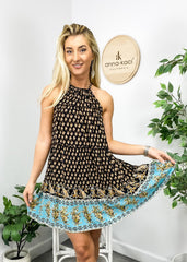 Halter Neck Boho Paisley Tunic Dress