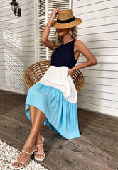 Vestido de verano de tres tonos y capas