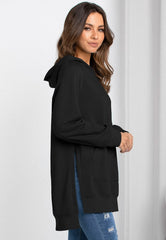 Solid Color Side Slit Hoodie