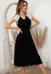 Tie Neck Scallop Lace Dress