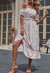 Tie Strap Cold Shoulder Dress