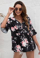 Fließende Bluse mit Blumendruck