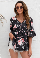 Fließende Bluse mit Blumendruck