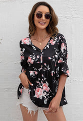 Fließende Bluse mit Blumendruck