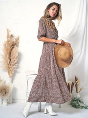 Bedrucktes Wickelkleid mit Puffärmeln