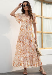 Vestido con estampado animal de múltiples capas