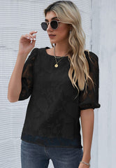 Bluse mit Blumenmuster und Puffärmeln